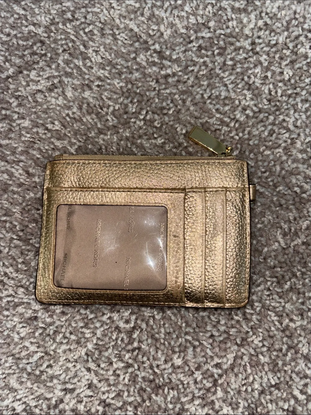 Michael Kors Bronze Metallic Leather Zip Card Wallet